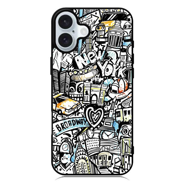 Doodle New York iPhone 16 Case QC9338