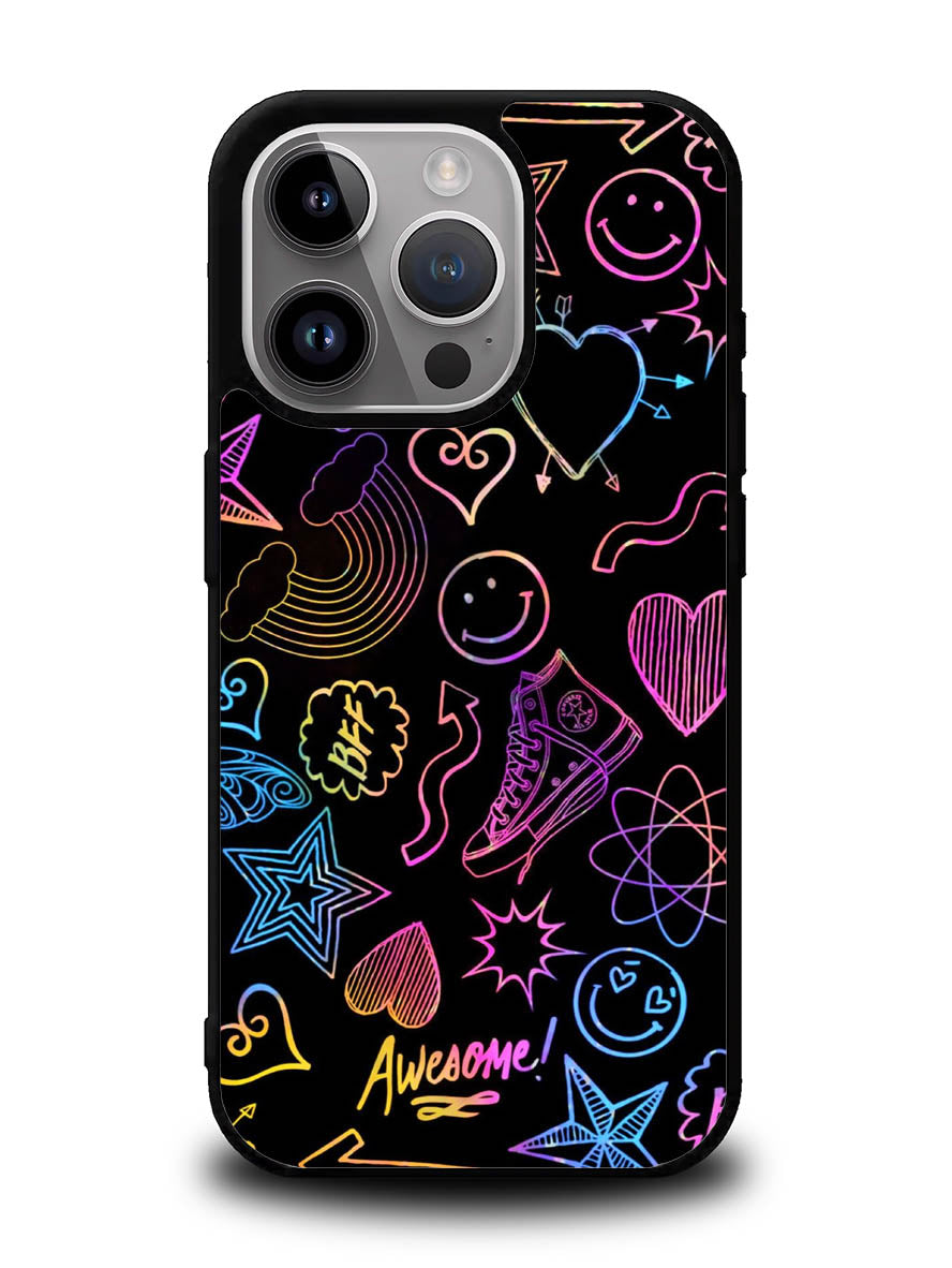 Neon Doodles iPhone 14 Pro Case QC9467