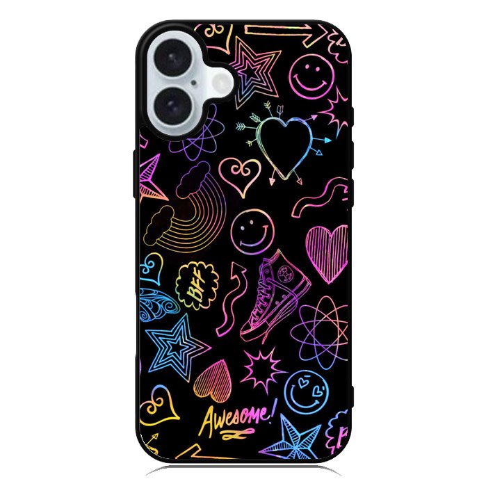Neon Doodles iPhone 16 Plus Case QC9467