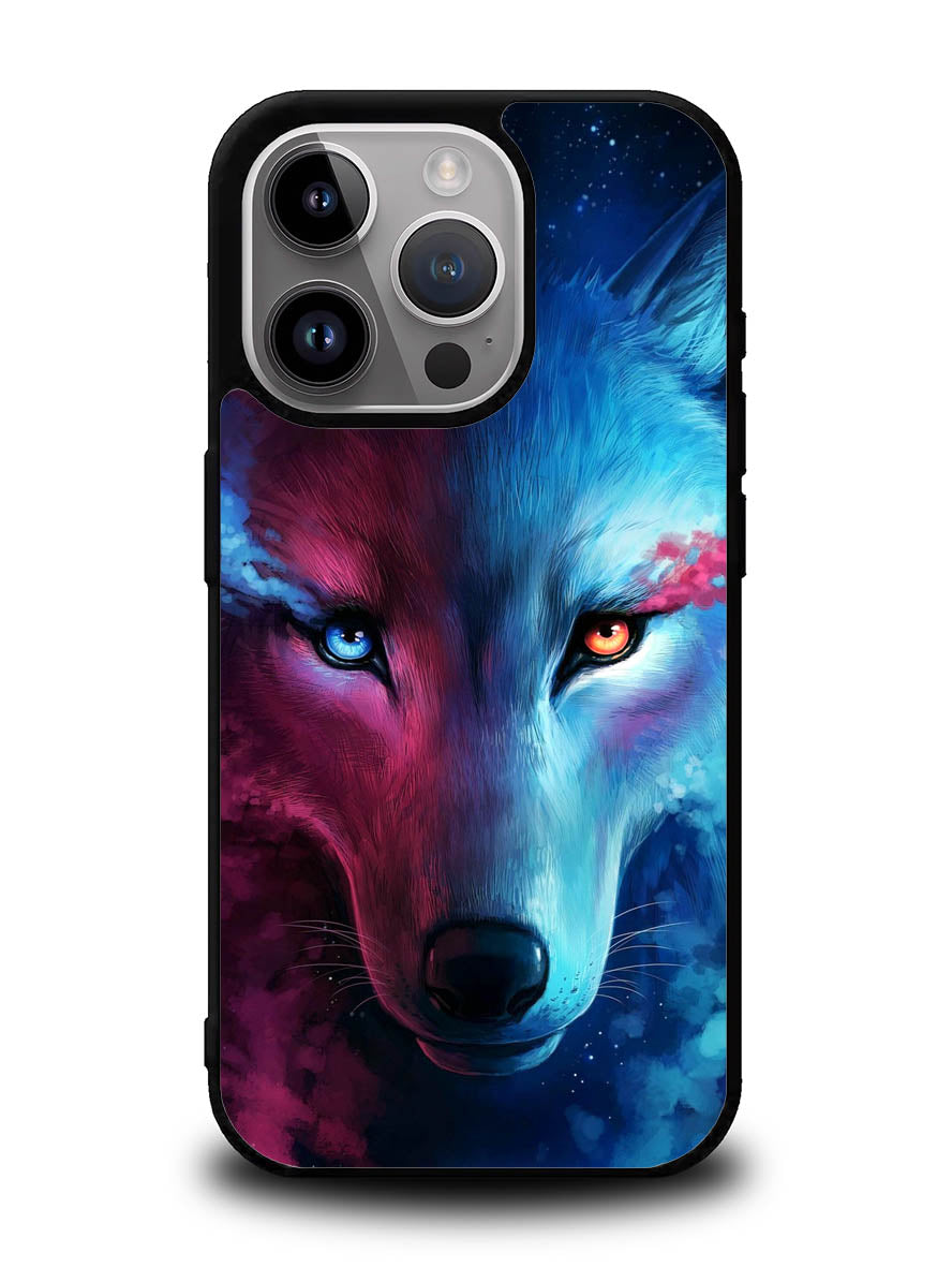 Wolf Art Blue Red iPhone 14 Pro Case QC8673