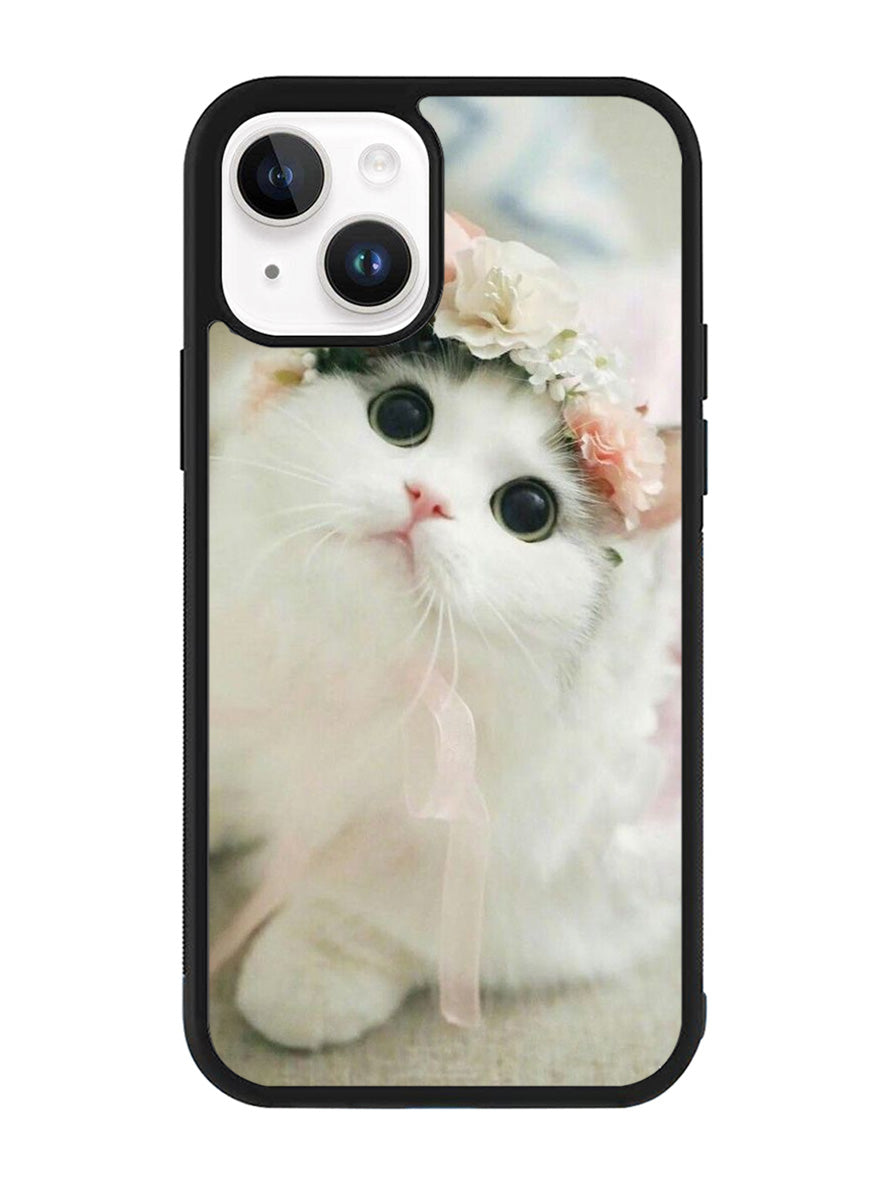 White Cat iPhone 14 Case QC5735