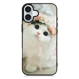 White Cat iPhone 16 Plus Case QC5735