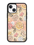 Gold Glitter Flowers iPhone 14 Plus Case QC5906