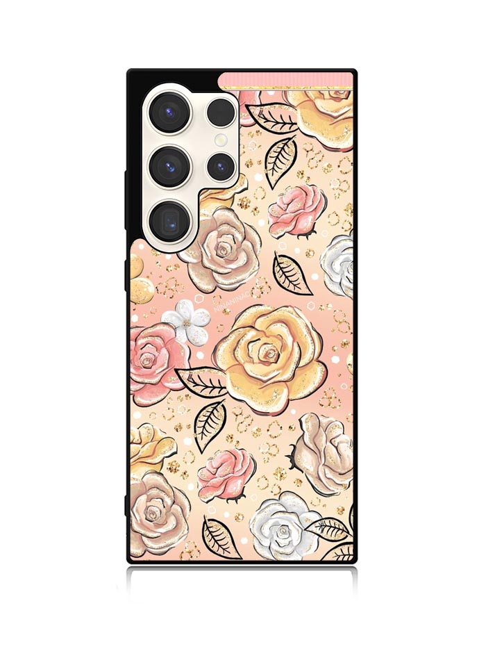 Gold Glitter Flowers Samsung Galaxy S25 Ultra 5G Case QC5906