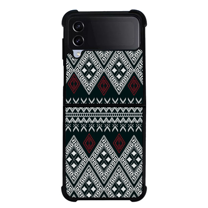 Black Geometric FLF0537 Samsung Galaxy Z Flip 5 , Z Flip 4 , Z Flip 3 , Z Fold 5 , Z Fold 4 , Z Fold 3 5G Case
