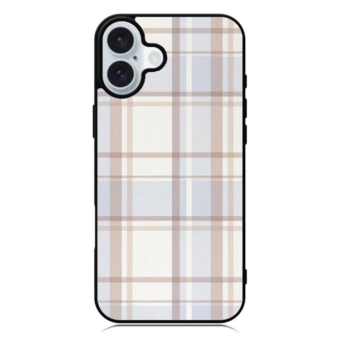 Grid Aesthetic Soft Brown iPhone 16 Case QC11102