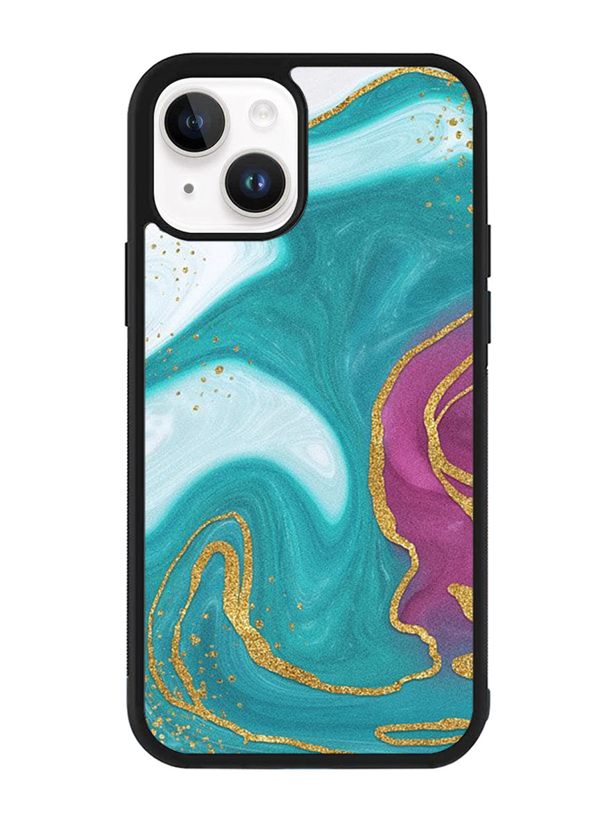Marble Green and Purple iPhone 15 Case OV10963