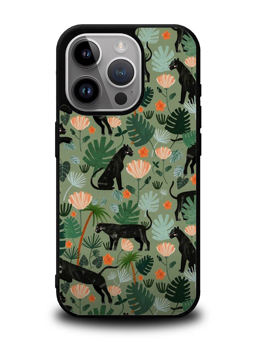 Black Panther on Flores iPhone 14 Pro Max Case QC10654