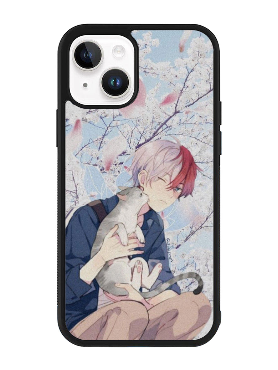 anime boy with cat iPhone 14 Case QC0097