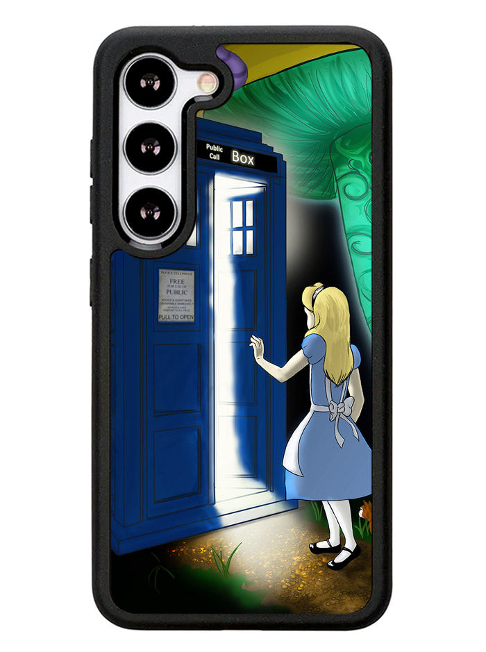 Alice Wonderland On Tardis Samsung Galaxy S23 5G Case