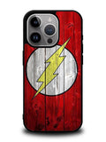 Flash SUperhero Logo on Wood iPhone 14 Pro Case QC0690