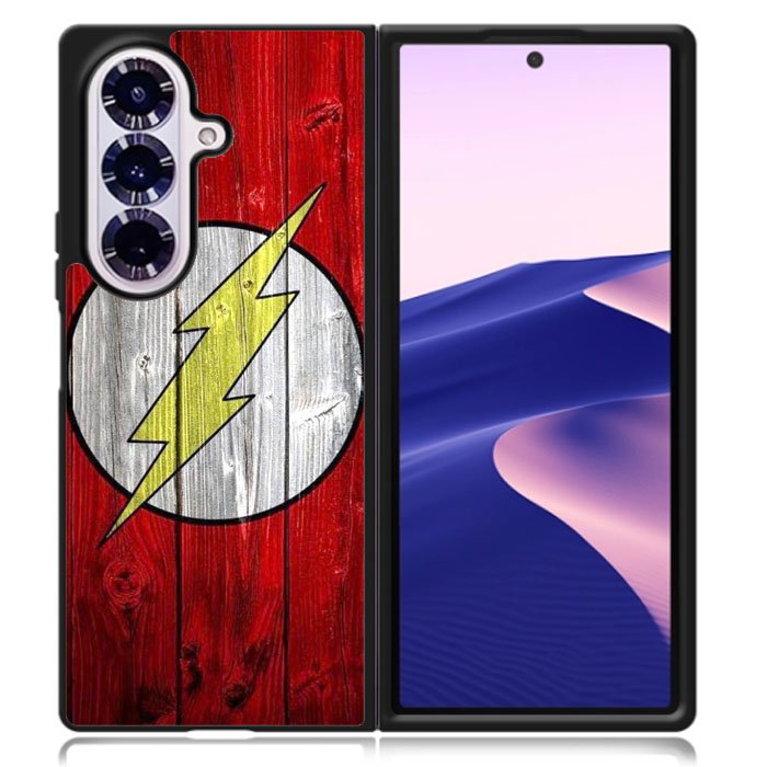 Flash SUperhero Logo on Wood Samsung Galaxy Z Fold 7 Case OV0690