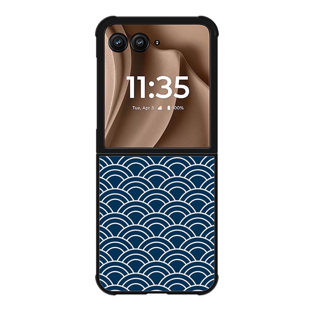 Japanese Gold Cloud Wave Indigo Pattern Motorola Moto RAZR Plus 2025 Case OV5321
