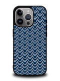 Japanese Gold Cloud Wave Indigo Pattern iPhone 15 Pro Max Case OV5321