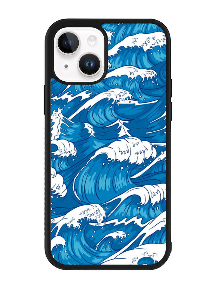 storm waves seamless pattern raging ocean water sea iPhone 15 Case OV2355