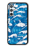 storm waves seamless pattern raging ocean water sea Samsung Galaxy A14 5G Case QC2355