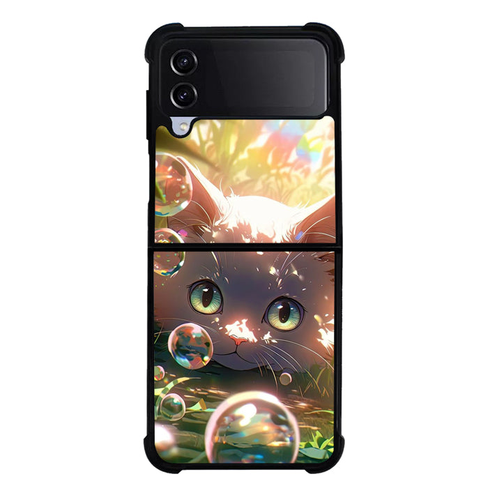 Cute Cat FLZ0647 Samsung Galaxy Z Flip 5 , Z Flip 4 , Z Flip 3 , Z Fold 5 , Z Fold 4 , Z Fold 3 5G Case