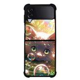 Cute Cat FLZ0647 Samsung Galaxy Z Flip 5 , Z Flip 4 , Z Flip 3 , Z Fold 5 , Z Fold 4 , Z Fold 3 5G Case