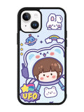 Cute Blue Space Ufo iPhone 14 Plus Case QC11201