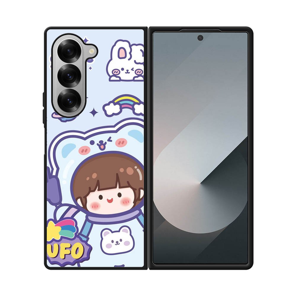 Cute Blue Space Ufo Samsung Galaxy Z Fold 7 5G Case QC11201