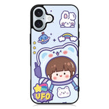 Cute Blue Space Ufo iPhone 16 Case QC11201