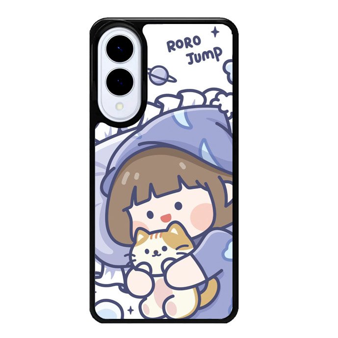 Cute Sleeping with the cat Samsung Galaxy S25 Edge 5G Case OV11213
