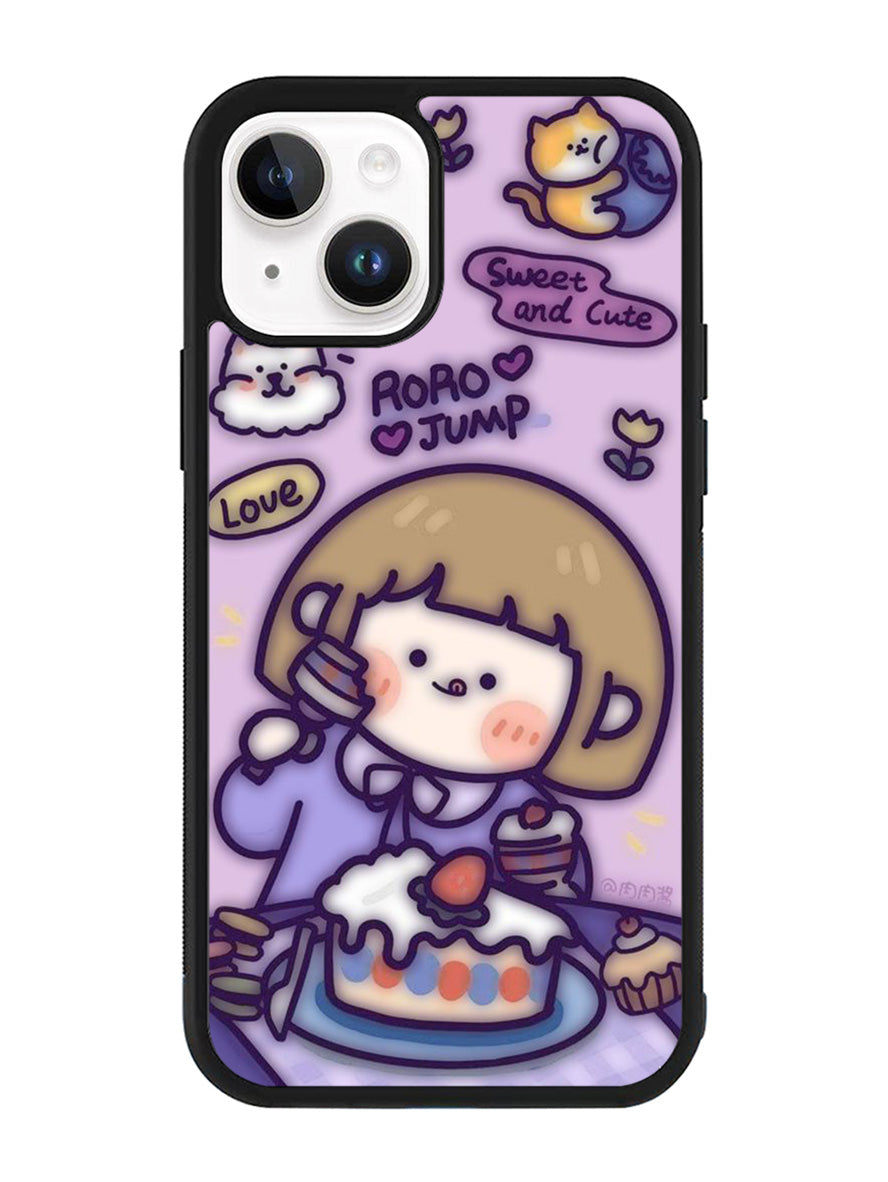 Cute Roro Jump Eat the Sweet Cake iPhone 15 Case OV11210