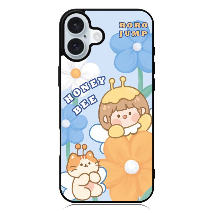 Cute Roro Jump And Honey Bee iPhone 16 Case QC11208