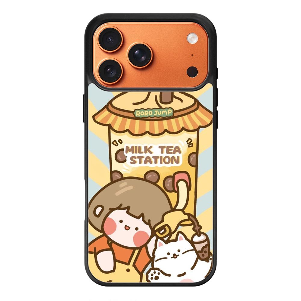 Cute Roro Jump Milk Tea Station iPhone 17 Pro Max Case QC11212