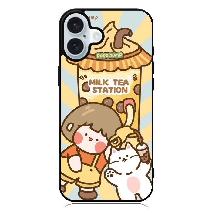Cute Roro Jump Milk Tea Station iPhone 16 Plus Case QC11212