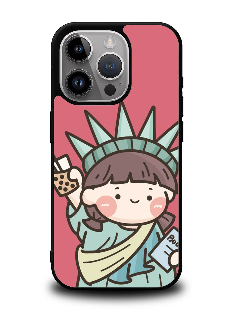 Cute Roro Jump and Liberty iPhone 15 Pro Case OV11209