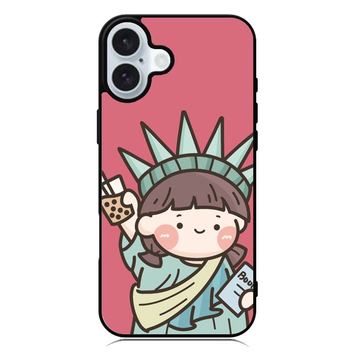 Cute Roro Jump and Liberty iPhone 16 Plus Case QC11209