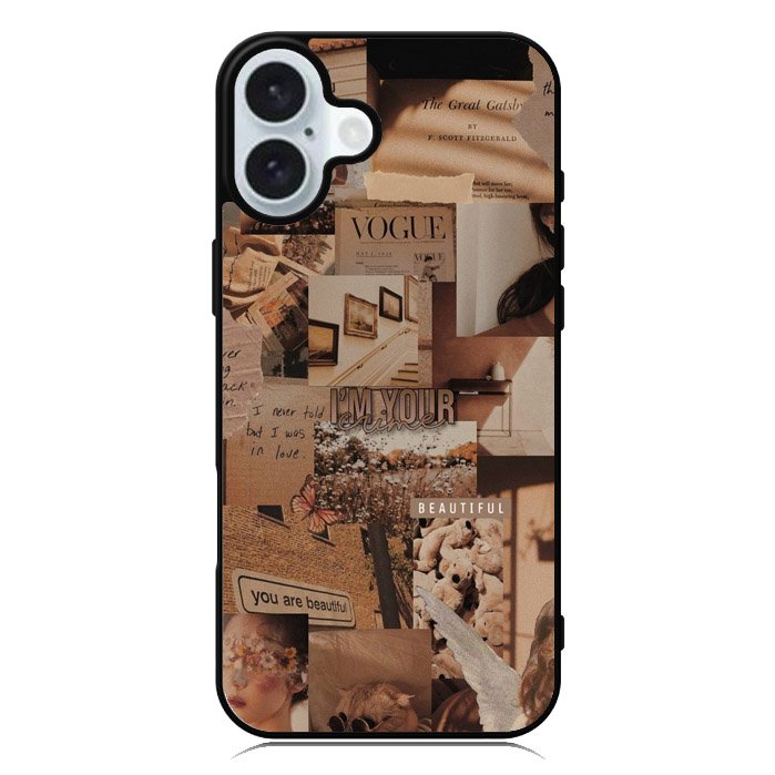 Aesthetic Brown iPhone 16 Case QC11233