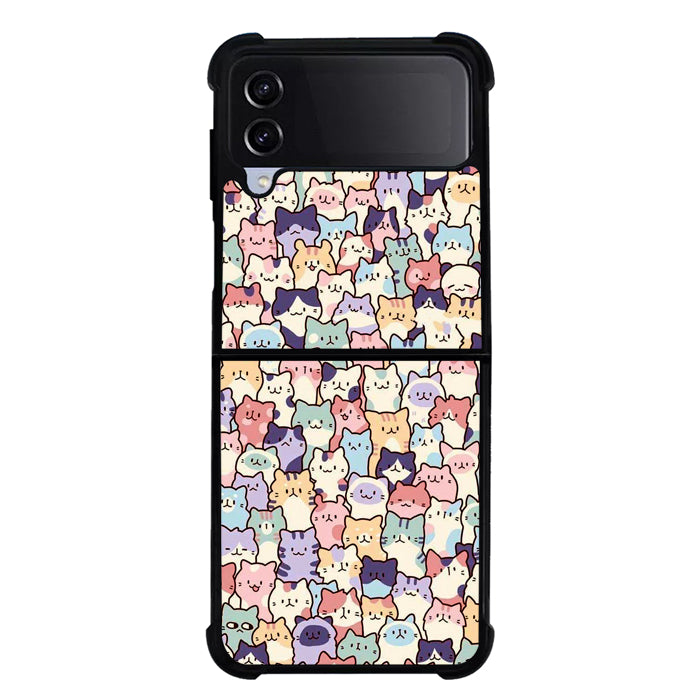 Cute Cat FLZ0555 Samsung Galaxy Z Flip 5 , Z Flip 4 , Z Flip 3 , Z Fold 5 , Z Fold 4 , Z Fold 3 5G Case