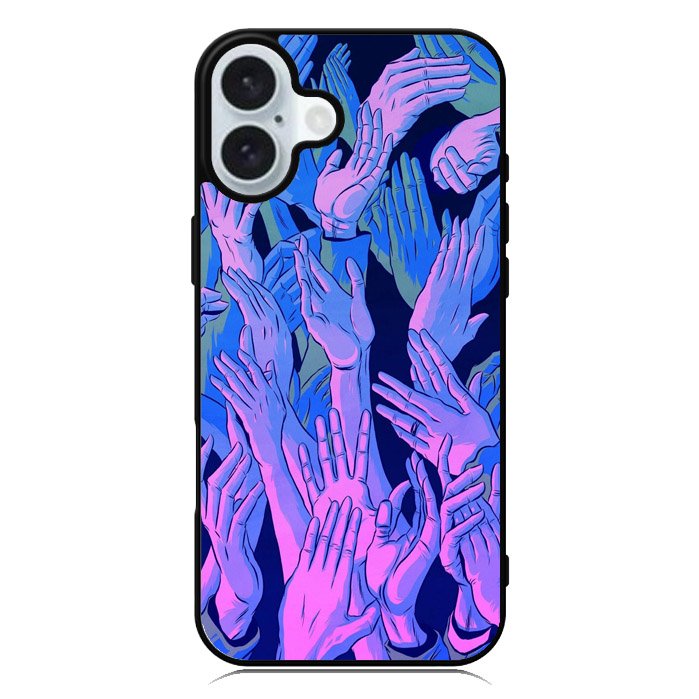 Vaporwave Wallpaper Hands iPhone 16 Plus Case QC7748