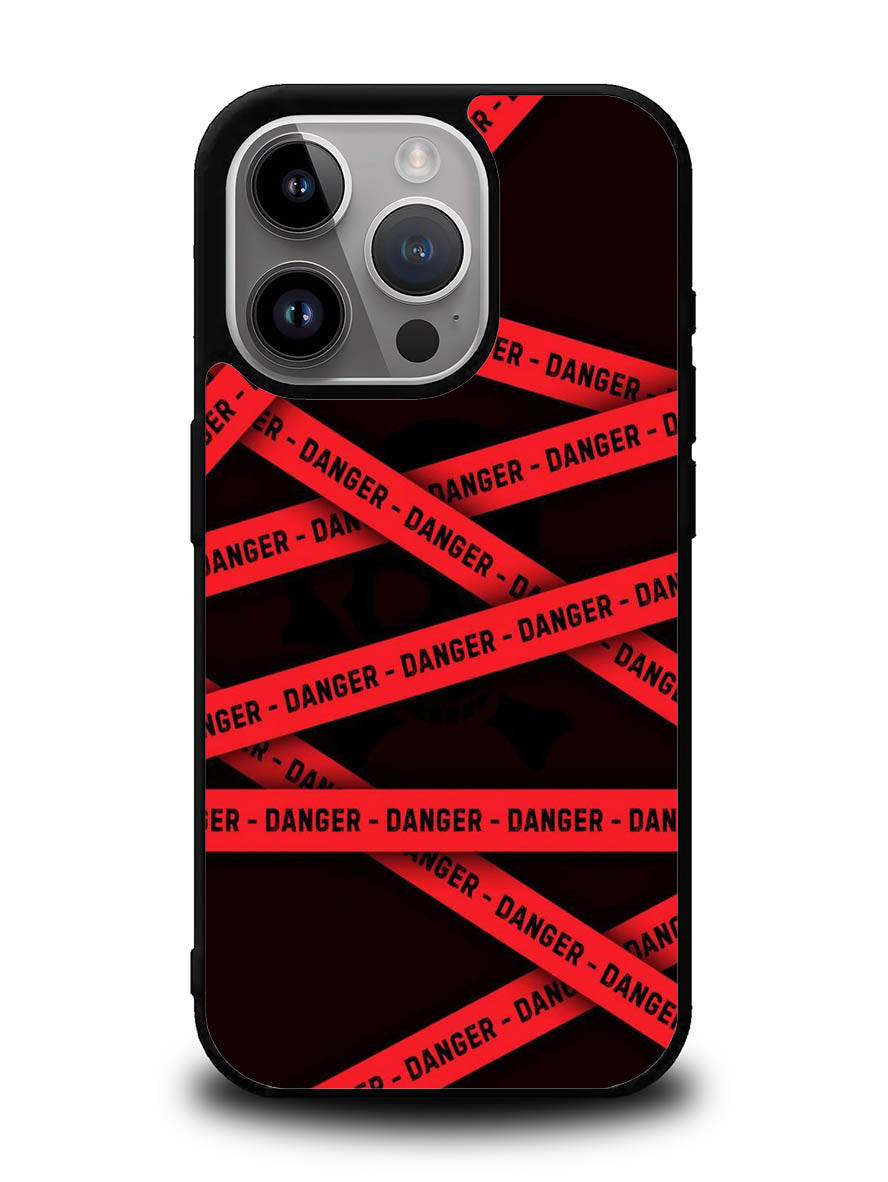 Red Danger Tape iPhone 14 Pro Max Case QC9533