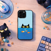Silent Hunter Cat Illustration Case Cover Protective for iPhone, Samsung & Google Pixel HE0004