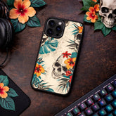 Skull Floral Pattern Vintage Illustration Art Case Cover Protective for iPhone, Samsung & Google Pixel HE0020