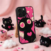 Cute Black Cat Love Aesthetic Art Case Cover Protective for iPhone, Samsung & Google Pixel HE0043