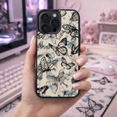 Monochrome Butterfly Vintage Pattern Case Cover Protective for iPhone, Samsung & Google Pixel HE0159