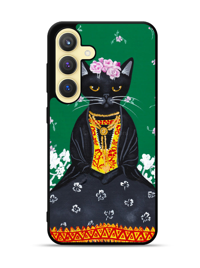 Frida Catlo Floral Black Cat Samsung Galaxy S24 FE 5G Case OV1215
