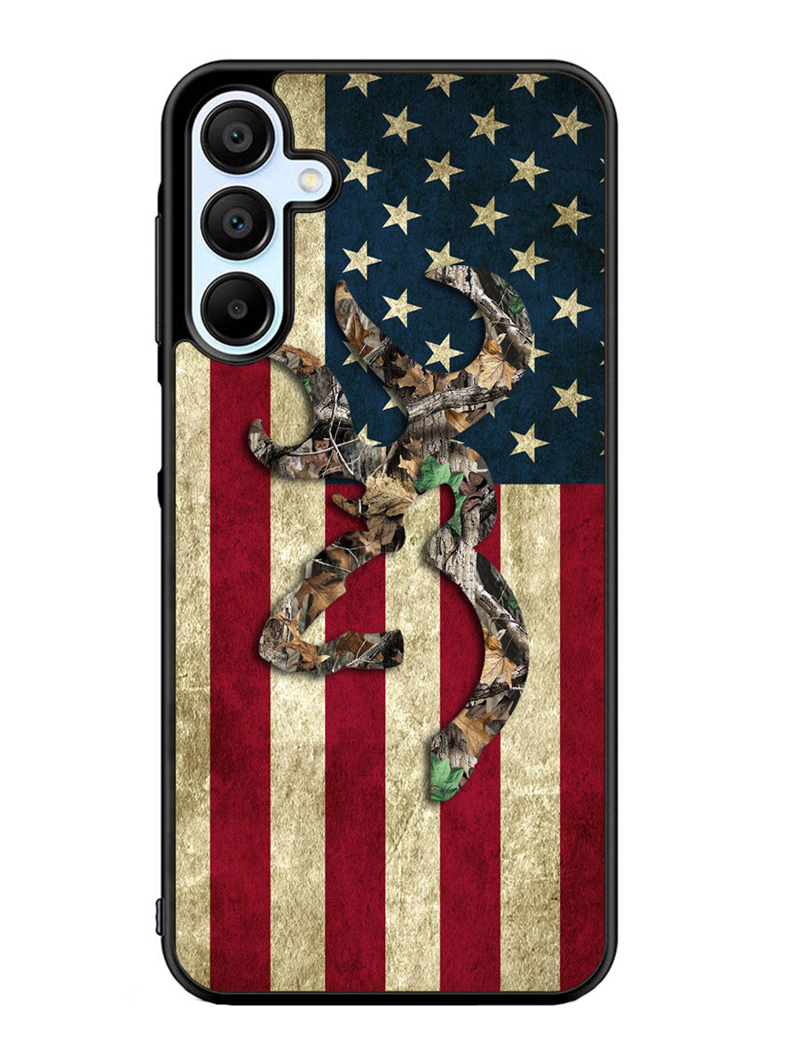 Browning Deer Real Tree Camo USA Flag Samsung Galaxy A25 5G Case