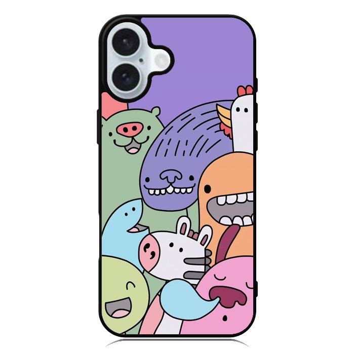 Kawaii Doodle iPhone 16 Plus Case QC9062