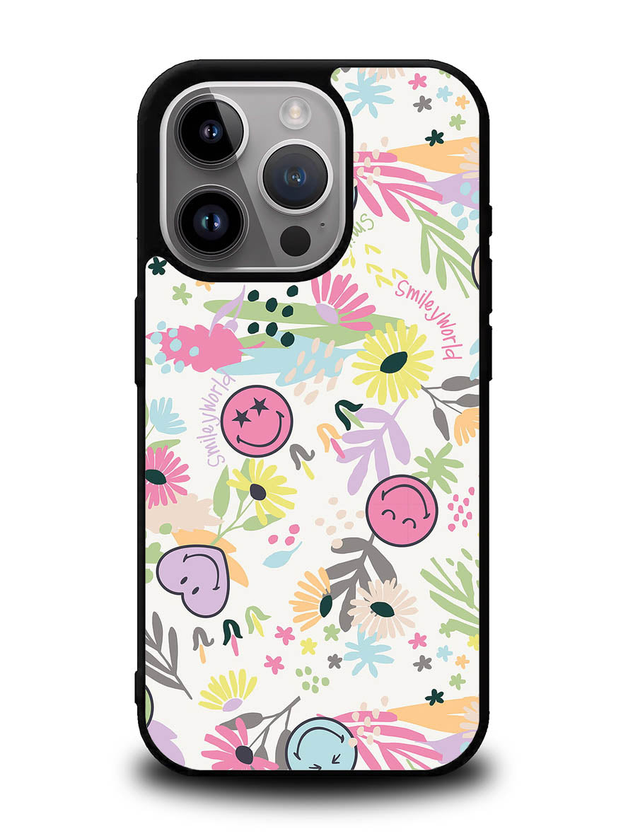 Smiley World Pattern iPhone 14 Pro Max Case QC9048