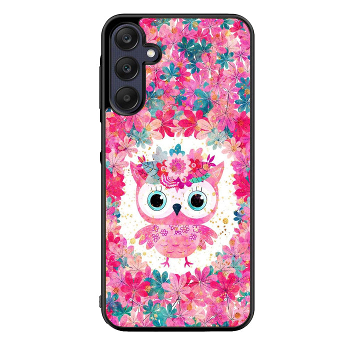 Cute Pink Floral Owl NDK0132 Samsung Galaxy A15 A25 A35 A55 5G Case