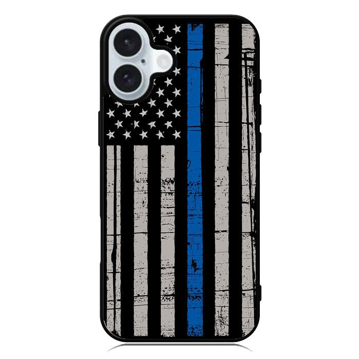 Blue Line Flag iPhone 16 Plus Case QC7287