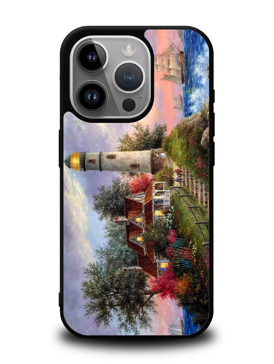 Lighthouse On Hill art iPhone 15 Pro Case