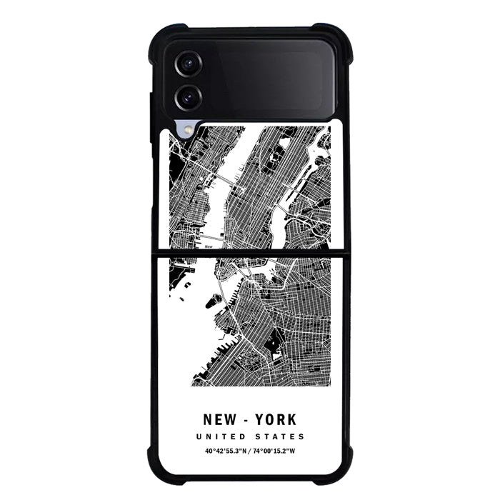 Custom New York City Map FRL0341 Samsung Galaxy Z Flip 5 , Z Flip 4 , Z Flip 3 , Z Fold 5 , Z Fold 4 , Z Fold 3 5G Case