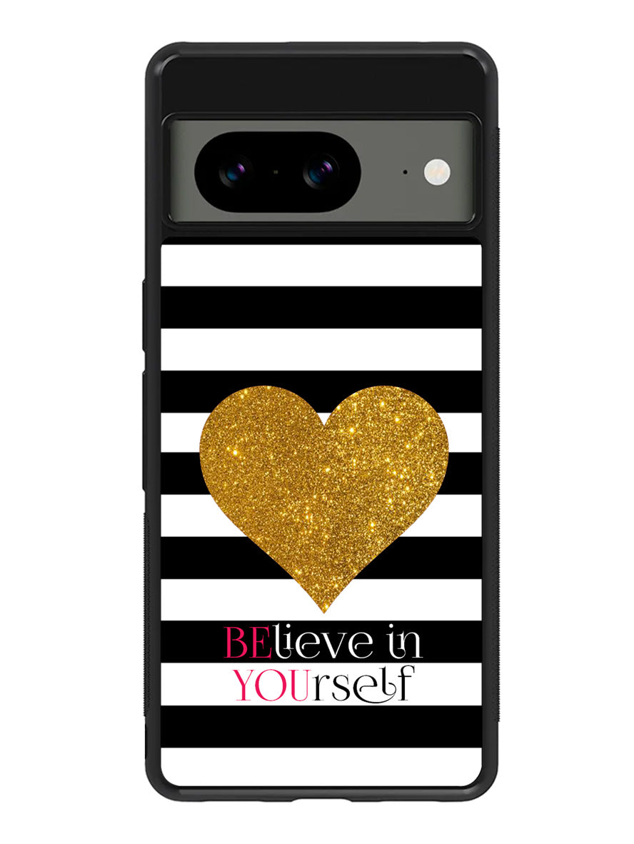 Stripes gold heart Google Pixel 8 Case QC2313
