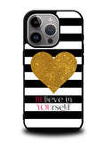 Stripes gold heart iPhone 14 Pro Max Case QC2313